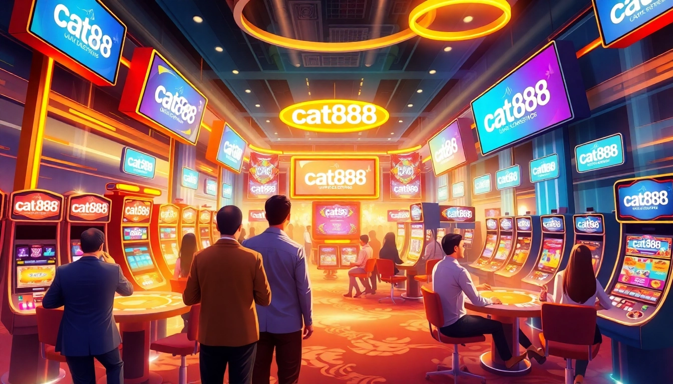 Explore cat888's vibrant online casino experience with players enjoying thrilling games.