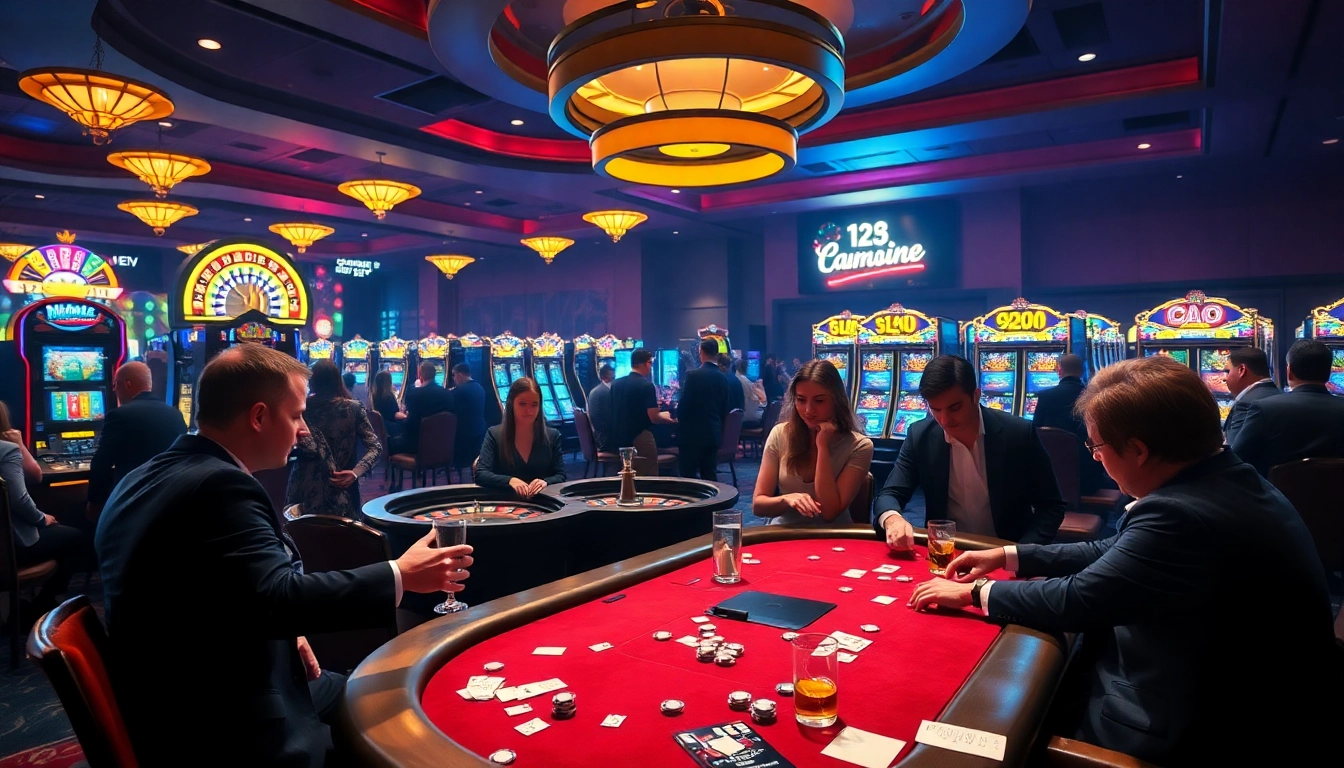 Experience the thrill of betting at https://123bvi.org/ amidst vibrant casino tables and poker players in action.