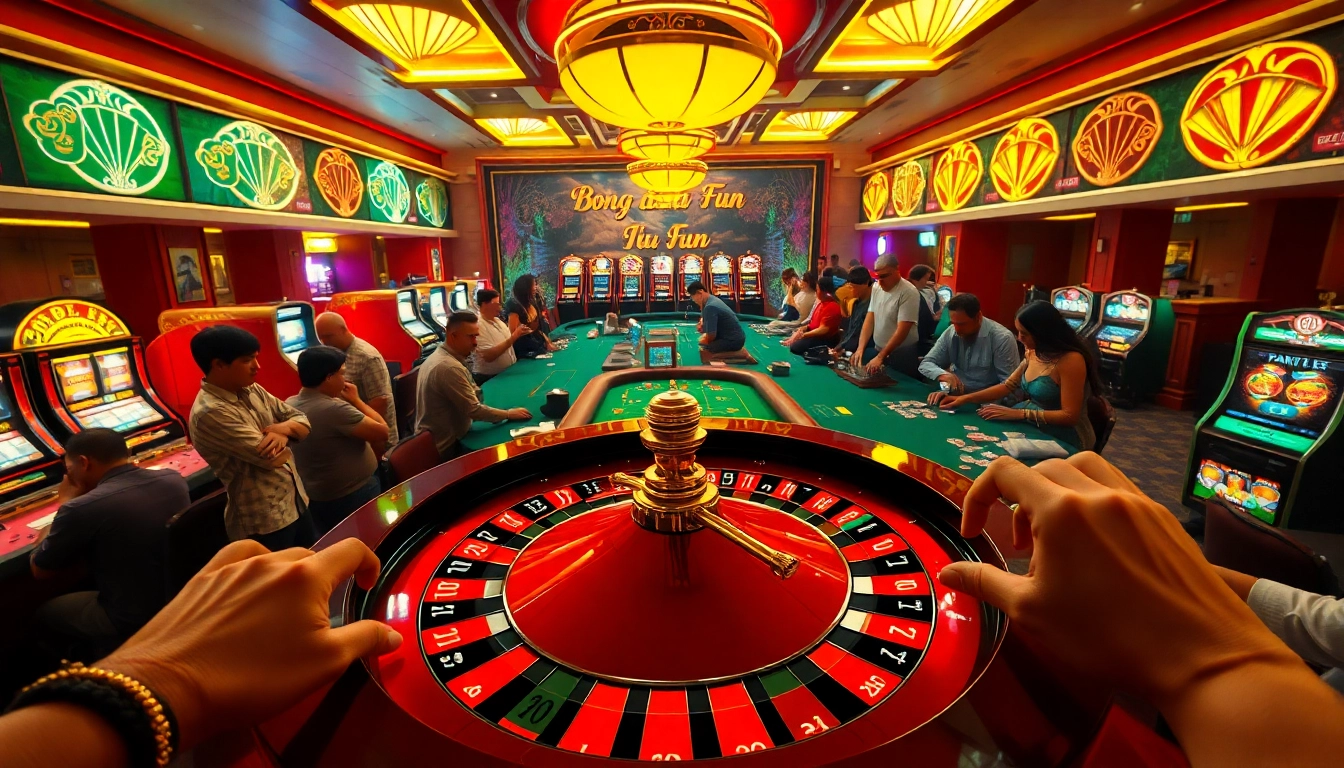 Experience the excitement of gambling at the casino while enjoying bong da lu fun on roulette and poker tables.