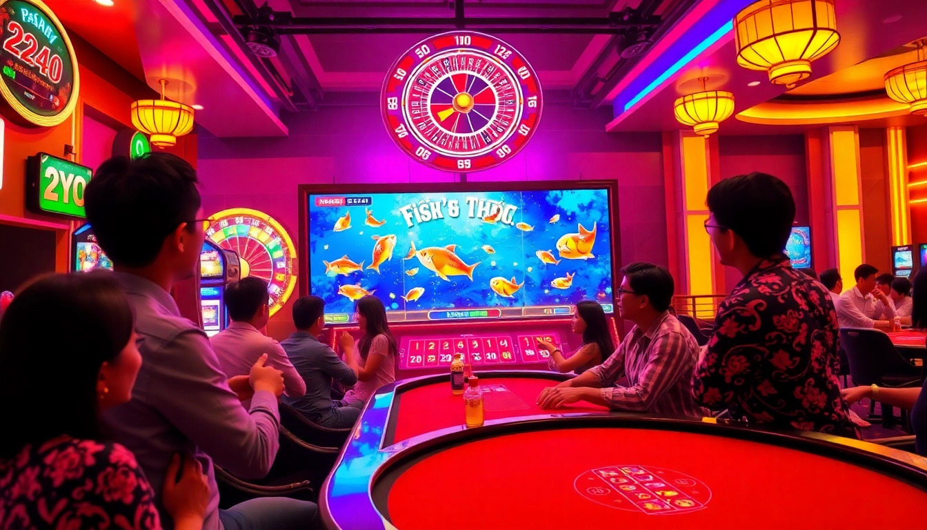 Experience the thrill of chơi bắn cá đổi thưởng with vibrant online gaming and casino elements.