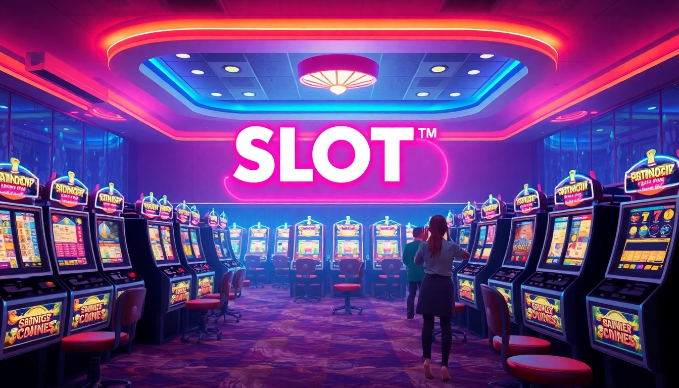 Experience the thrill of Slot Cloud with vibrant slot machines and enthusiastic players.