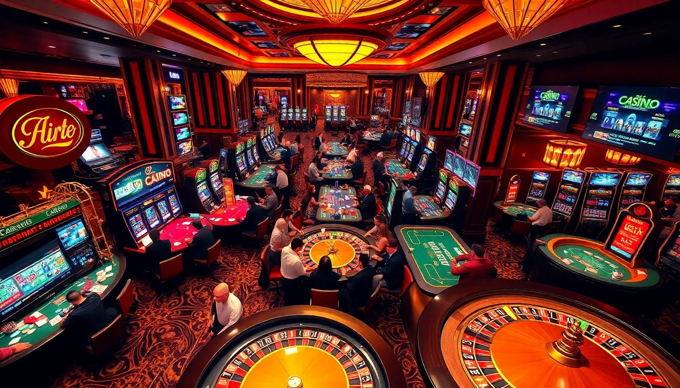 The thrilling atmosphere of the top nhà cái uy tín nhất việt nam comes alive with players at casino tables, vibrant lighting, and dynamic gameplay.