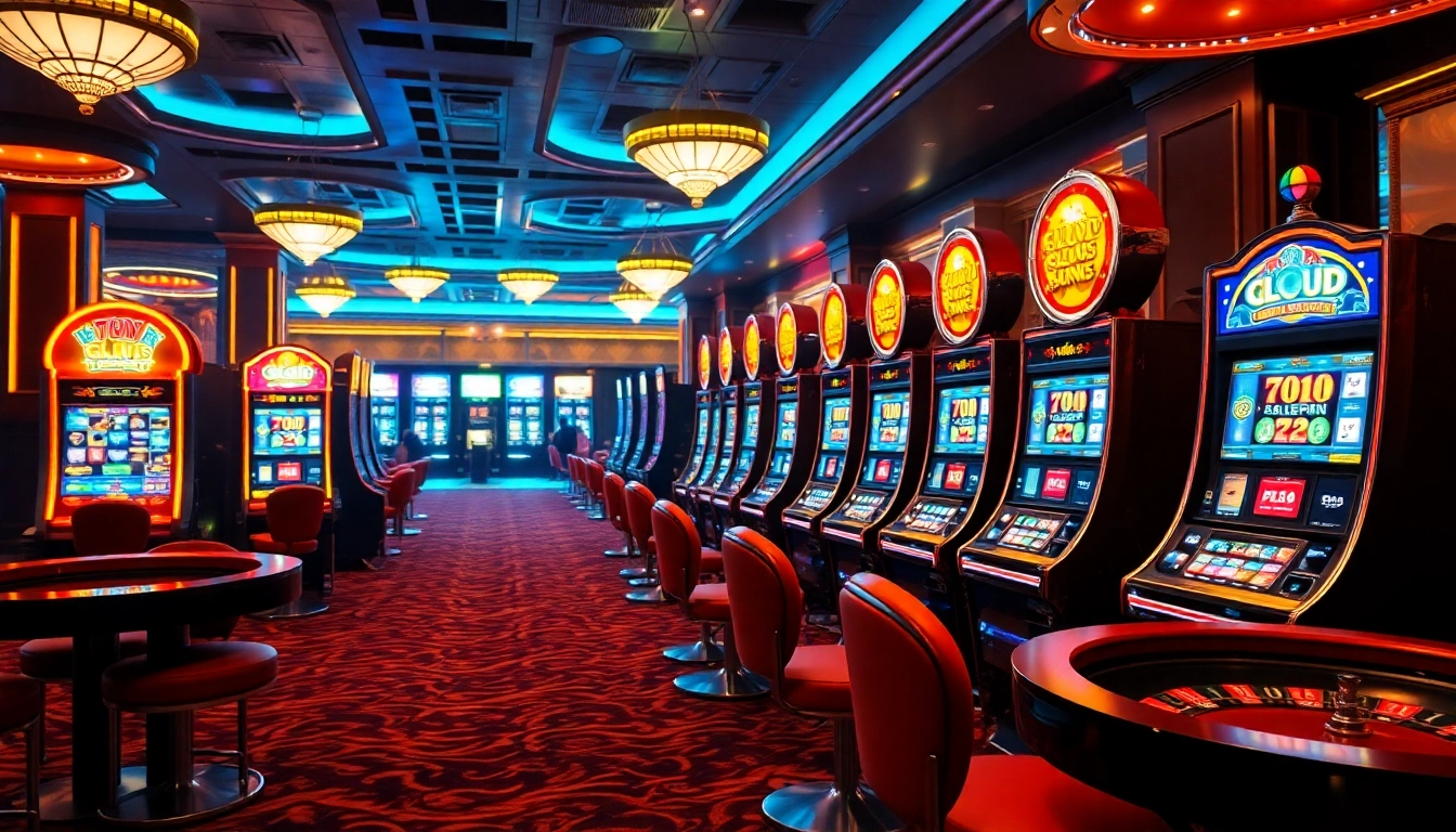 Engaging Slot Cloud players enjoying vibrant slot machines amid a lively casino atmosphere.