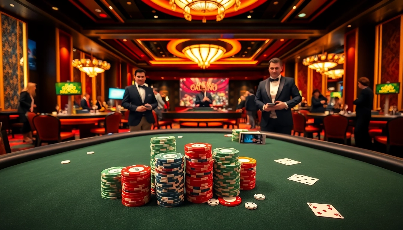 Players engaging in a thrilling casino game, using ai chat no filter apps on smart devices amidst colorful tables and vibrant casino activities.