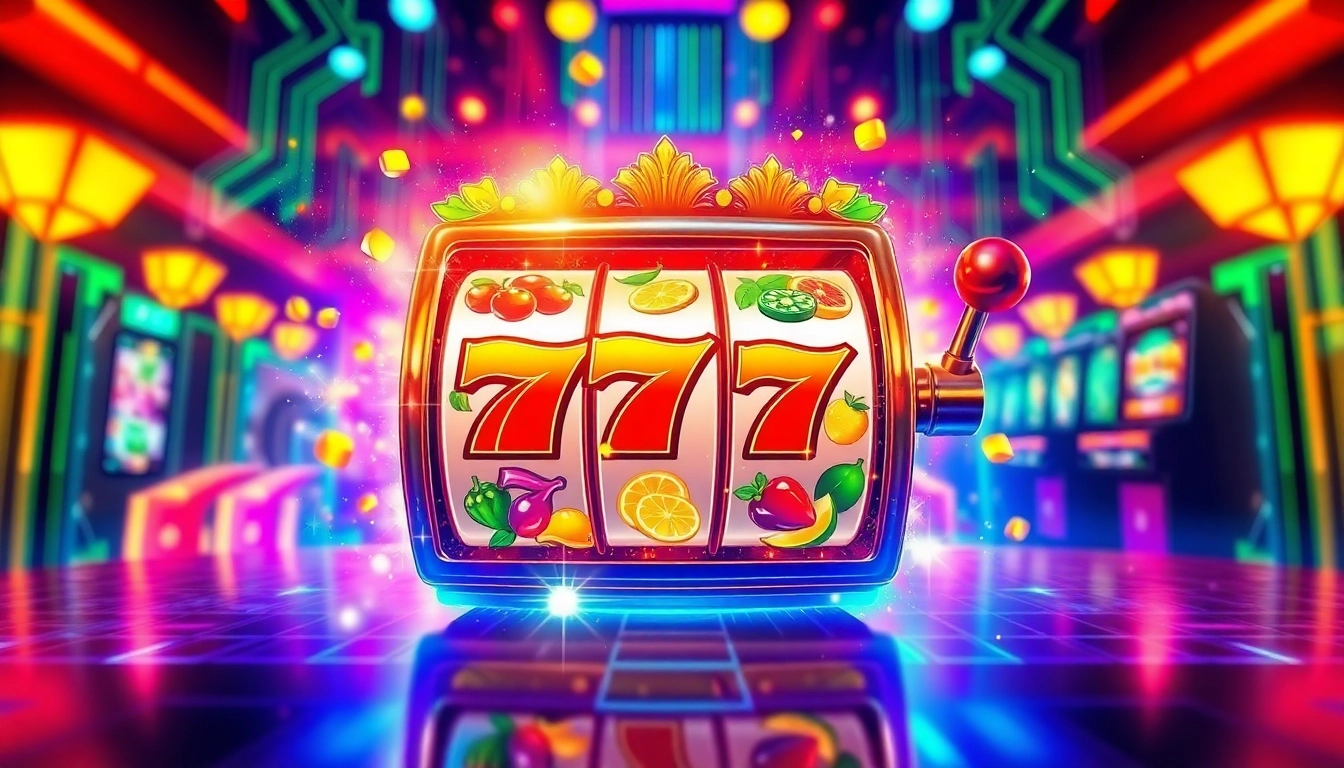 Explore a slot gacor machine bursting with winning symbols in a vibrant casino setting.
