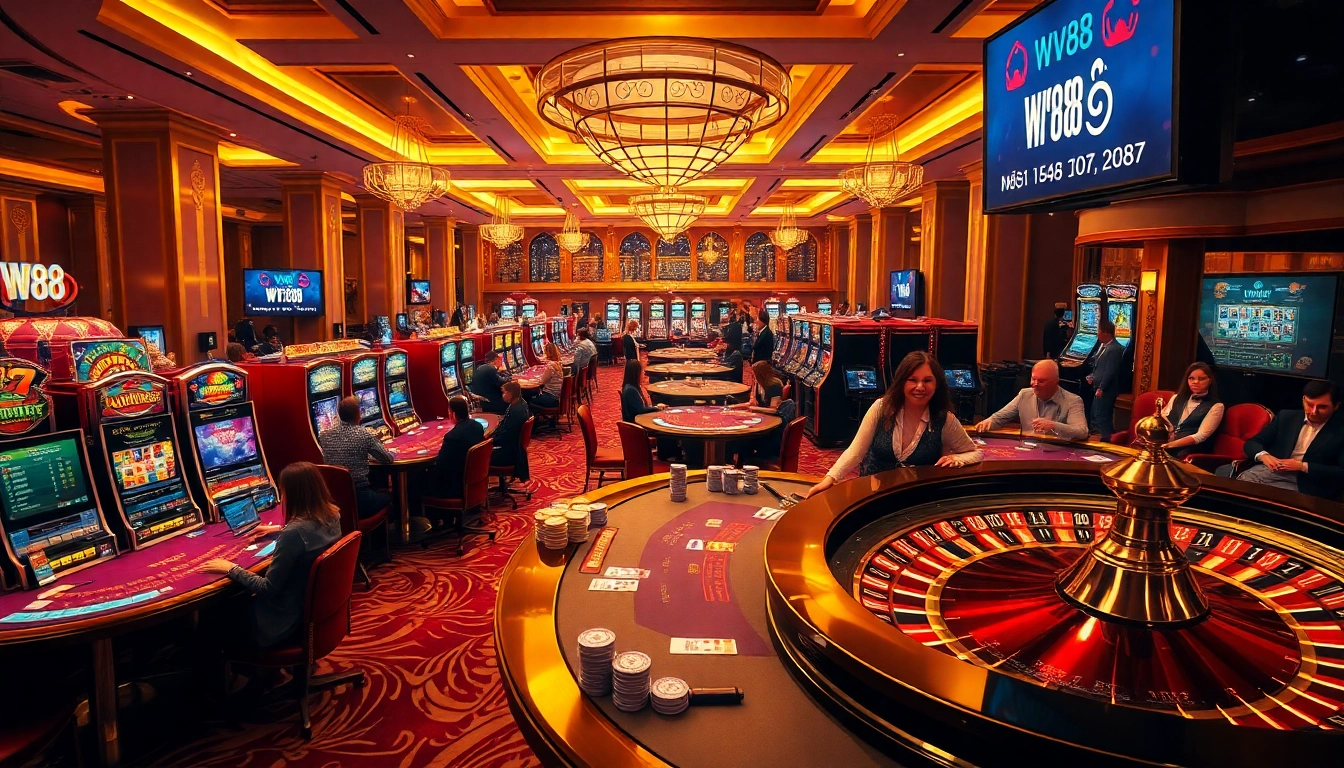 Experience electrifying gameplay at trang chủ WW88 with vibrant casino activities, tables, and players.