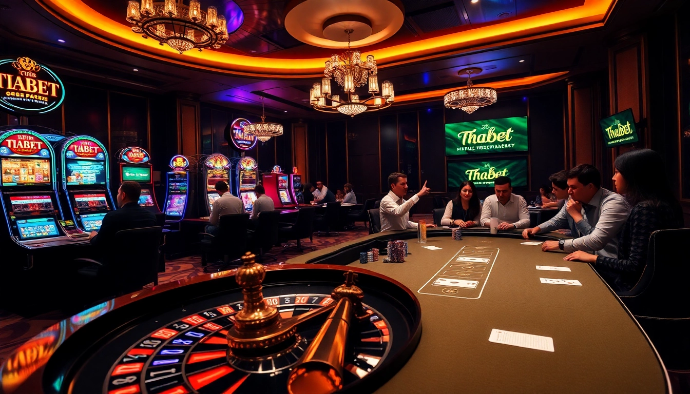 Experience the thrill of winning at https://thabetcom.dev/ with vibrant casino games featuring roulette and poker tables.